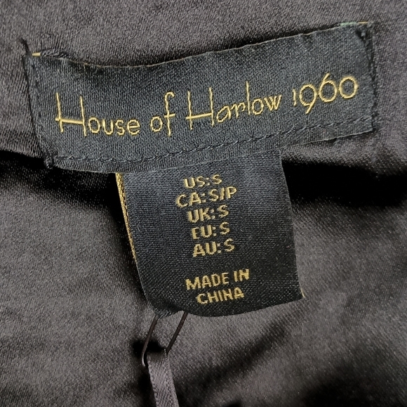 NWT House of Harlow 1960 Sequined Black Satin Slip Dress - Picture 7 of 8